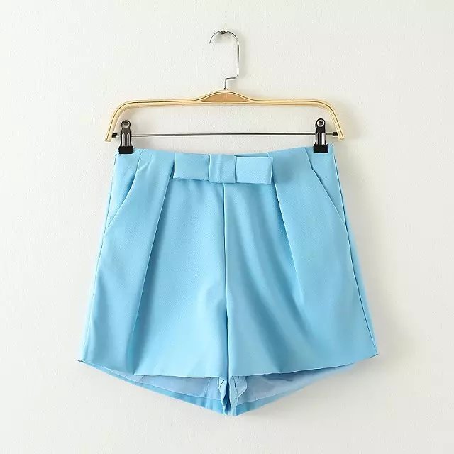 HL02 Fashion Summer Women Sweet elegant zipper Bow Tie shorts Pocket quality casual slim shorts