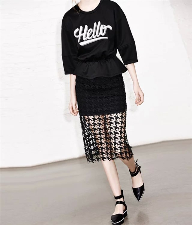 XIC10 Fashion Summer Women Elegant Lace Hollow Out Skirt casual slim brand designer skirts
