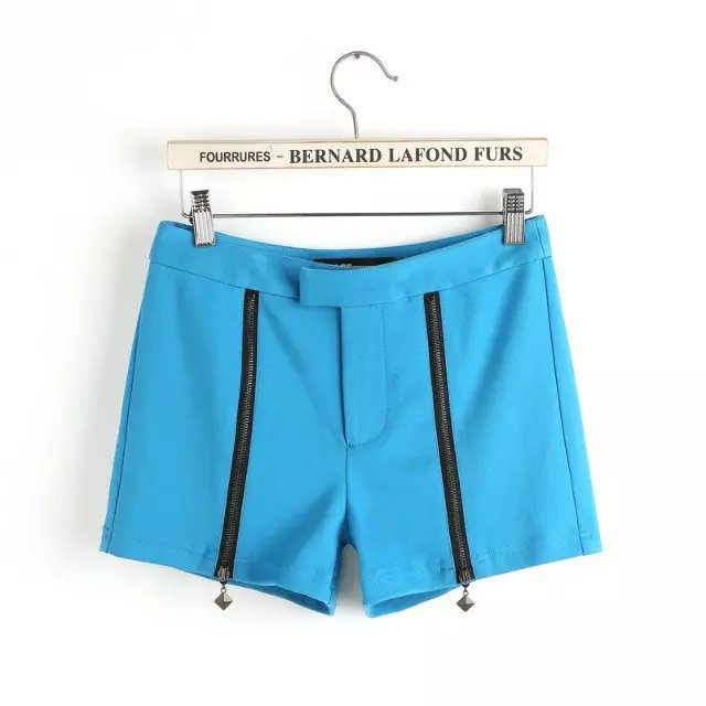 XZ105 Fashion Summer Women Elegant knitting blue Zipper pocket quality Casual brand Shorts