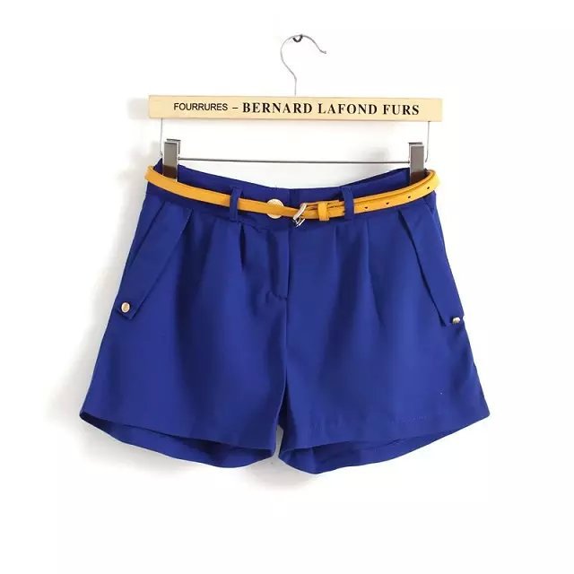 2Q18 Fashion Women shorts zipper European Style pockets With Belt casual Slim brand designer shorts