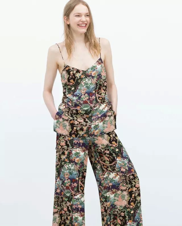Oz31 Fashion Women Elegant Floral Print Pocket Wide Leg Pants Vintage Casual Loose Brand Trousers Harem Pant Pantalon Femme