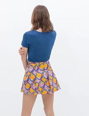 04JF06 Fashion Ladies' Elegant floral geometric print Mini Skirts waist zipper casual slim brand designer quality skirts