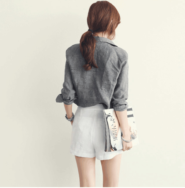 QIQ11 Summer Fashion Women elegant OL Candy Color shorts Zipper casual slim quality brand designer shorts