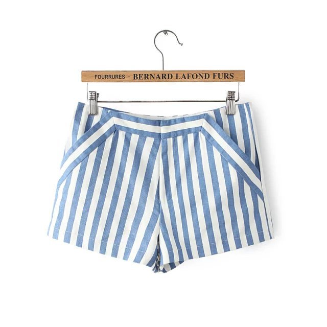 FA01 Fashion summer Women Elegant Stripe casual brand design zipper pocket Plus Size shorts