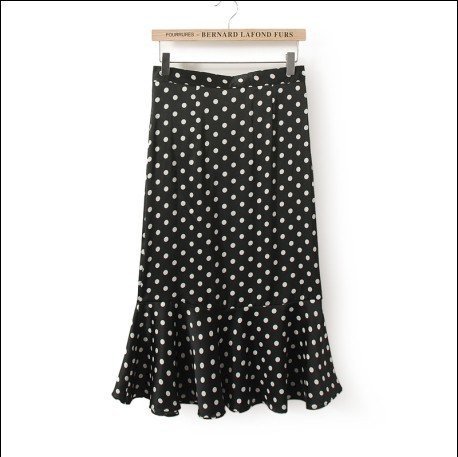 KG05 Fashion Women Elegant Fishtail Skirts black vintage Dot Zipper casual brand designer skirt