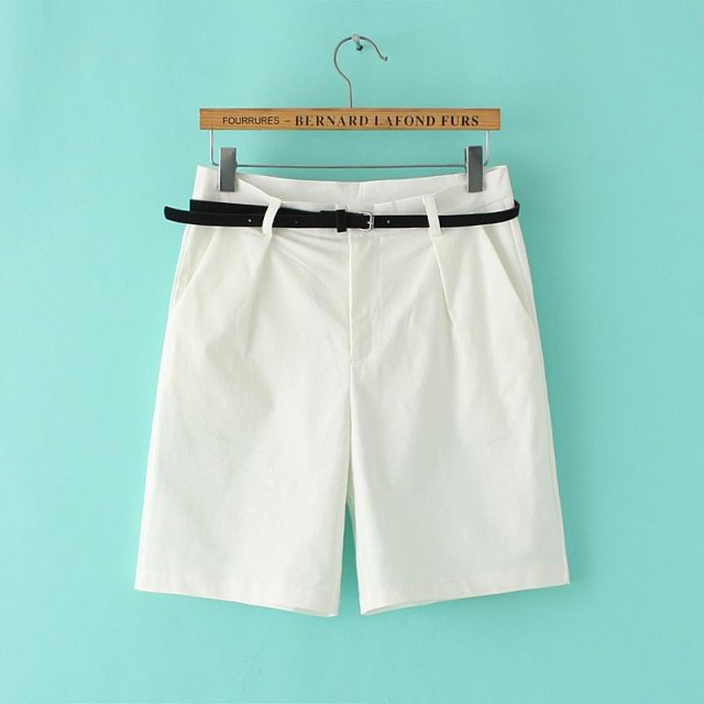 DAN15 Fashion Women Elegant casual brand Sashes Half short design zipper pocket shorts
