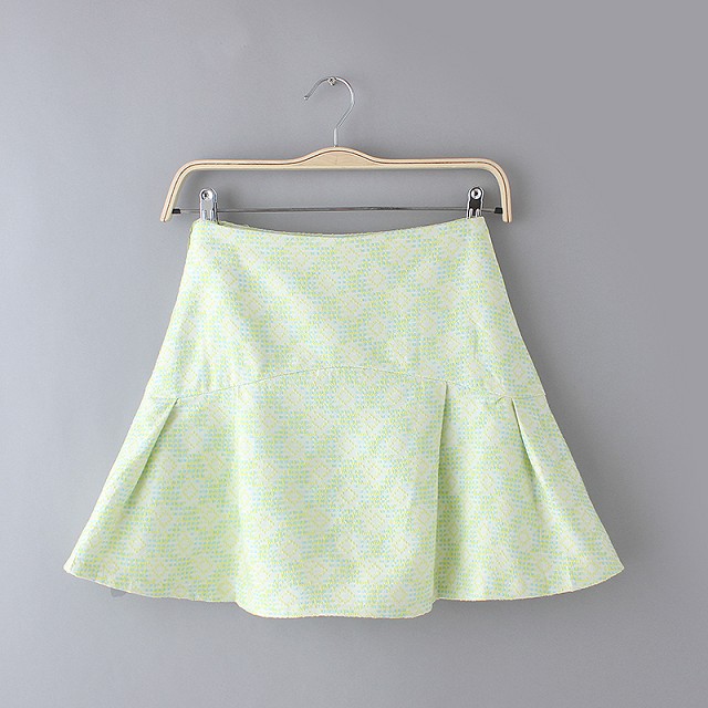 JH10 Summer Fashion Women Embroidery Print Mini Pleated Skirts Casual Quality Skirts