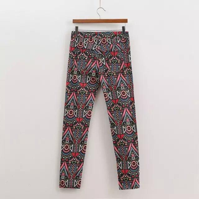 XC15 Fashion women Elegant Geometric Print pockets trousers Plus Size pencil pants casual slim brand design