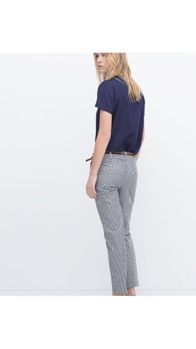 XC16 Fashion women Elegant Stripe Print Sashes pockets trousers Plus Size pencil pants casual slim brand design