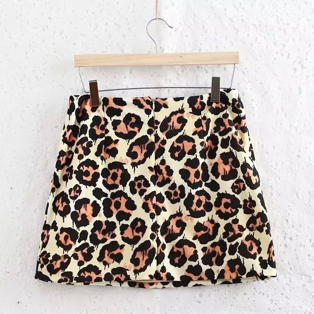 DA04 Fashion Summer Women Elegant Leopard print A-line vintage zipper pocket quality Skirts casual brand skirts