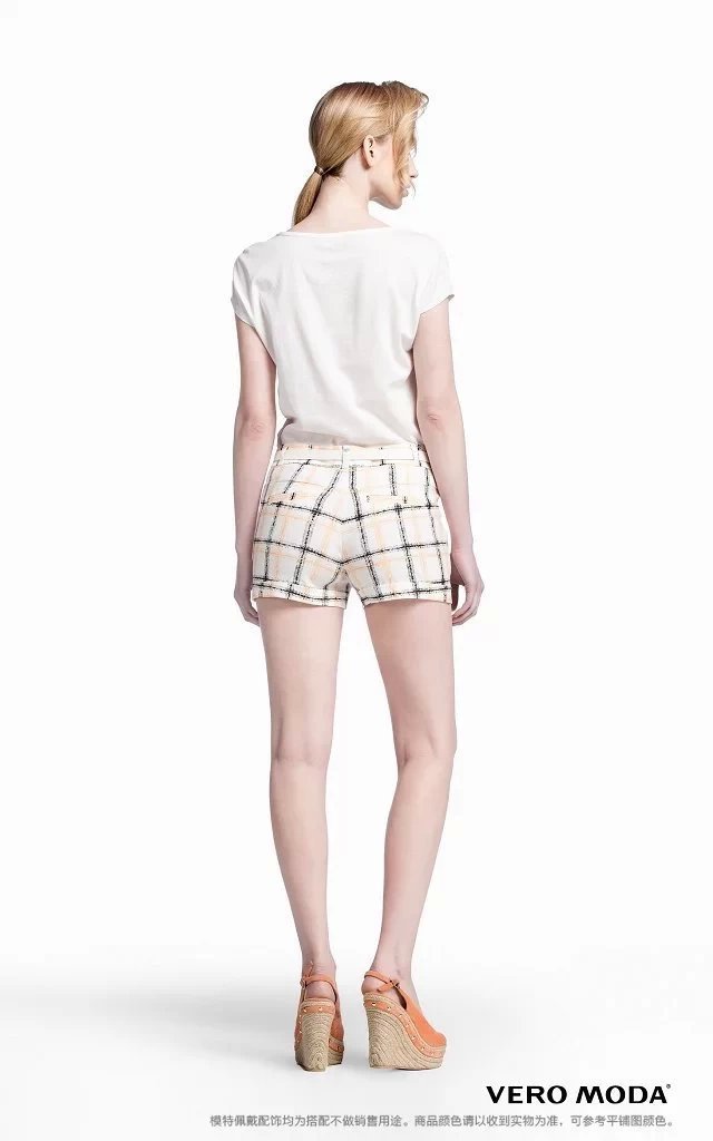 03TH17 Fashion womens elegant stylish plaid shorts vintage pockets causal Slim brand design shorts