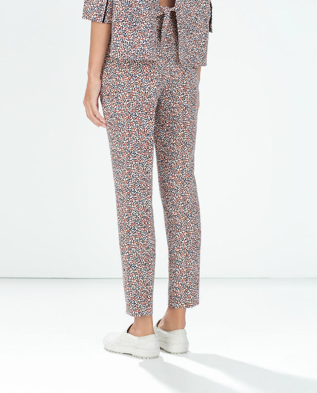 03LF6582 Fashion women's Elegant floral print suit pants leisure pants zipper pockets slim trousers brand designer pants