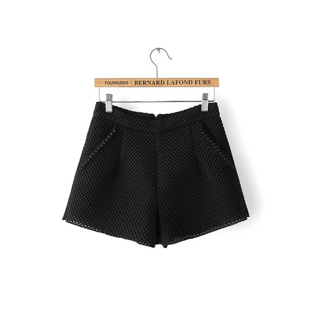 FA02 Summer Fashion Women elegant Mesh Hollow out shorts Zipper pocket casual quality brand designer Plus Size shorts