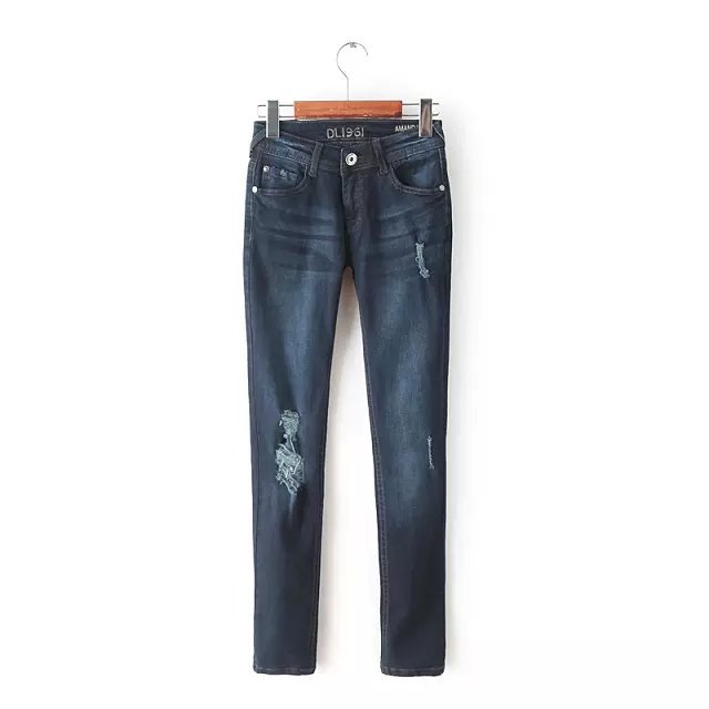 03TO8572 New Fashion women basic hole Jeans skinny legging pants sexy casual slim brand designer pants