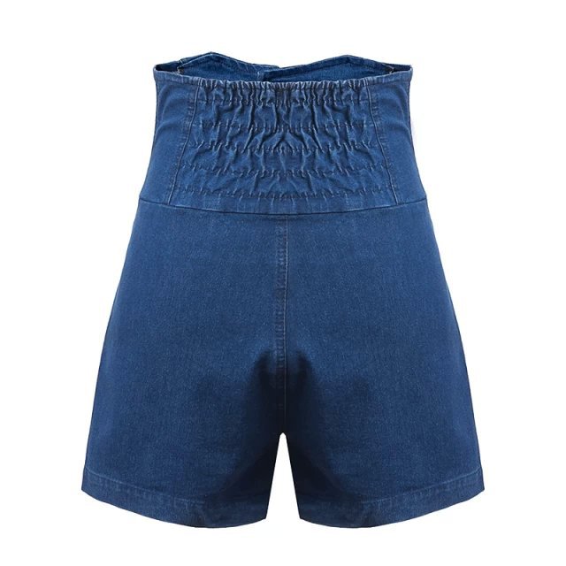 XD19 Fashion Summer Women Blue Elastic High Waist pocket shorts casual slim brand design shorts