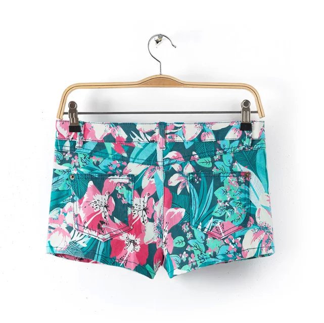 XD63 Fashion Summer Ladies' elegant floral print Zipper pocket shorts quality casual Plus Size shorts