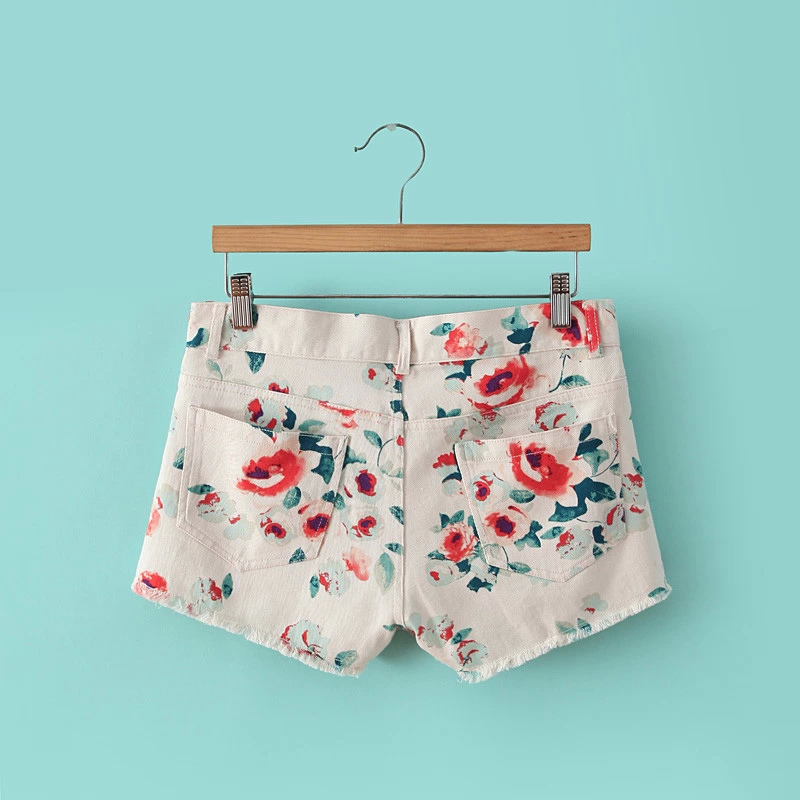 XYY24 Fashion Summer Women Floral Print pocket Cowboy Jeans shorts Plus Size casual slim brand design shorts
