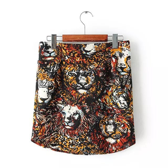 TB42 Fashion Summer Women Elegant Diamond lattice tiger Print Skirt casual slim brand designer skirts