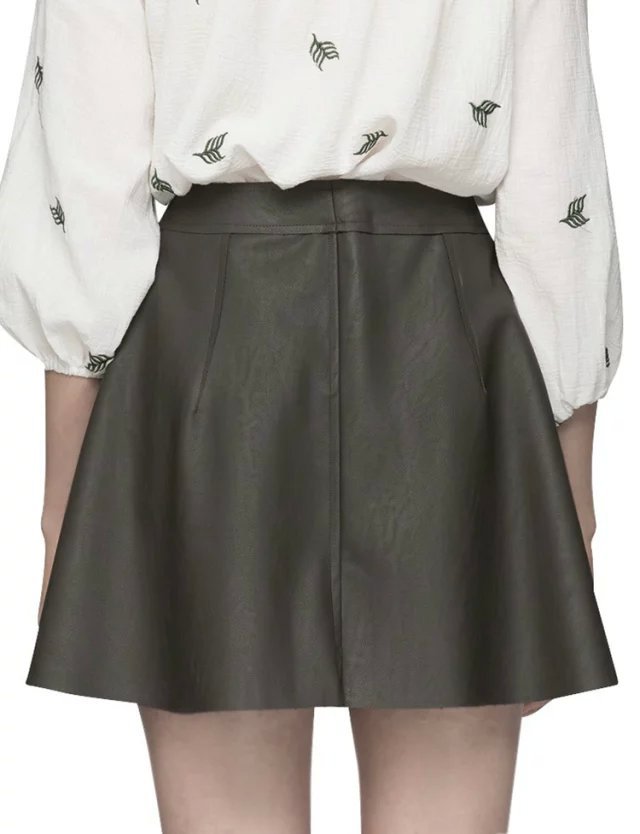 RG17 new fashion womens' rivet PU Leather pocket Sexy Mini Skirt elegant classic black casual skirts