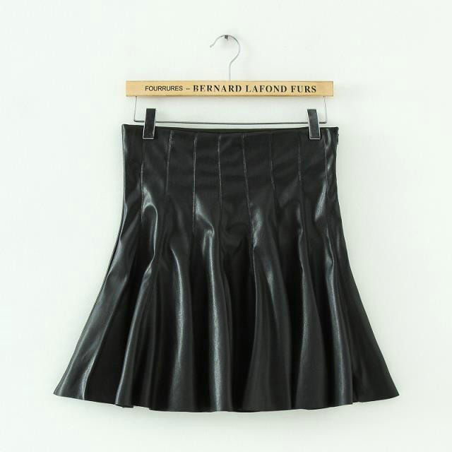 04JQ07 Fashion women sexy faux leather classic skirts mini pleated Skirts casual slim brand designer skirts