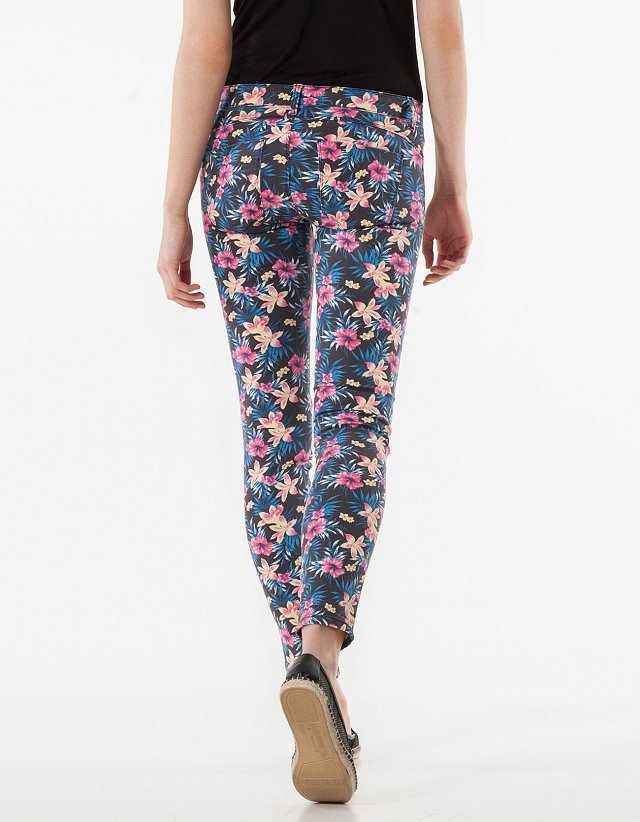 XC01 Fashion women's Elegant Leaf floral print Skinny pants pencil trousers cozy vintage casual slim brand designer pants