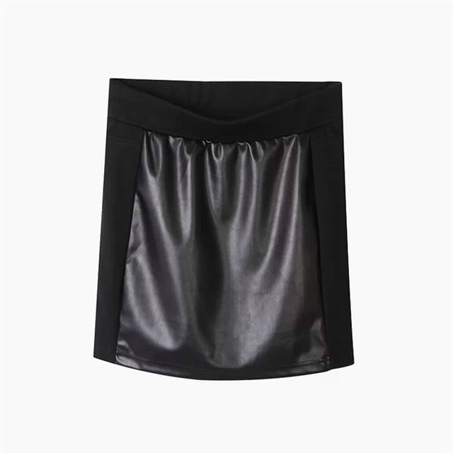 04XZ01 New Fashion womens' Sexy Mini faux leather spliced Skirt elegant OL style elastic waist casual slim skirt brand design