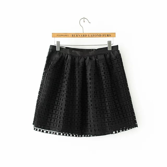 DAN13 Fashion Summer Women Elegant Ball Gown Mesh plaid Elastic Waist zipper Skirt casual brand designer skirts