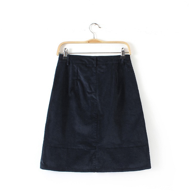 LE05 Summer Fashion Cotton Autumn Women pocket Button A-Line skirt Casual brand Quality Skirts