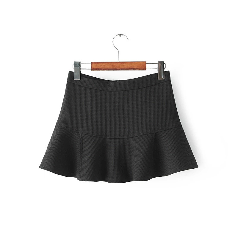 FA05 Fashion women vintage Ruffle Mini A-line Skirt Zipper casual quality skirts