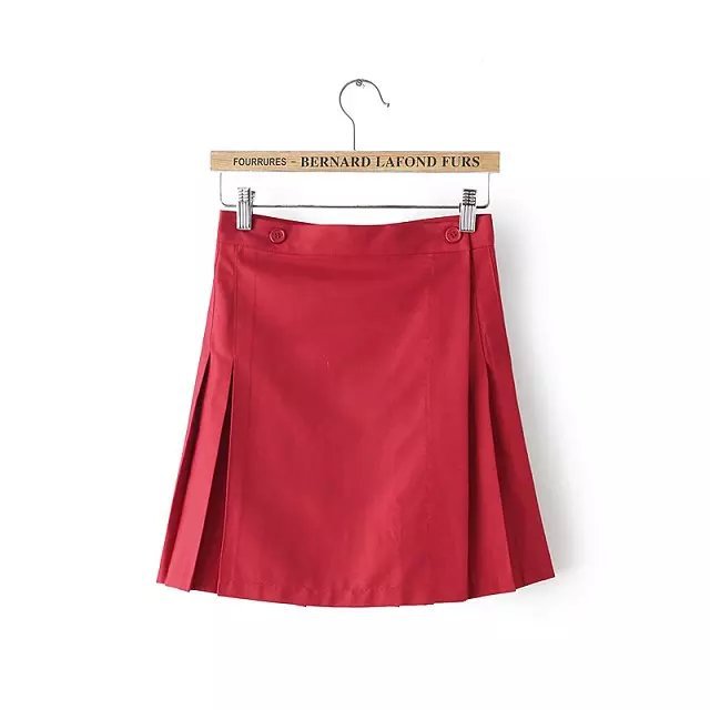 GT02 Summer Fashion Women Pleated High Waist Side Open button Mini Skirts Casual Quality Skirt
