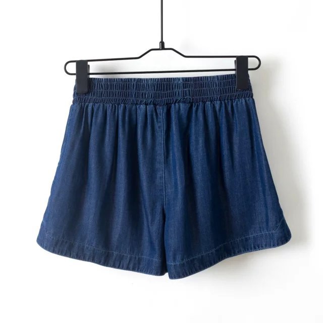 XRJ06 Fashion women vintage blue denim Elastic Waist Tunic Stretch casual XXXL Plus Size quality Shorts