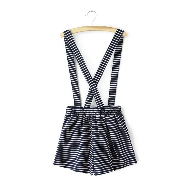 XYY50 Fashion Ladies School style striped button pockets Overalls causal brand designer Plus Size shorts
