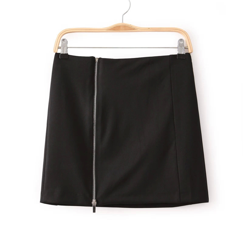 04LJ02 Fashion Ladies' Elegant stylish Mini Skirts zipper decorated casual slim designer quality skirts