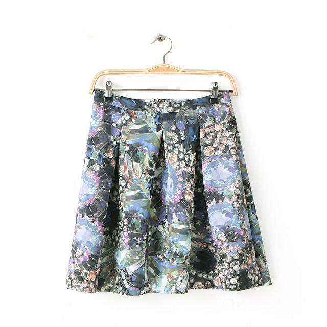 04BB04 Fashion women vintage floral print hight waist Mini pleated Skirts casual quality skirts