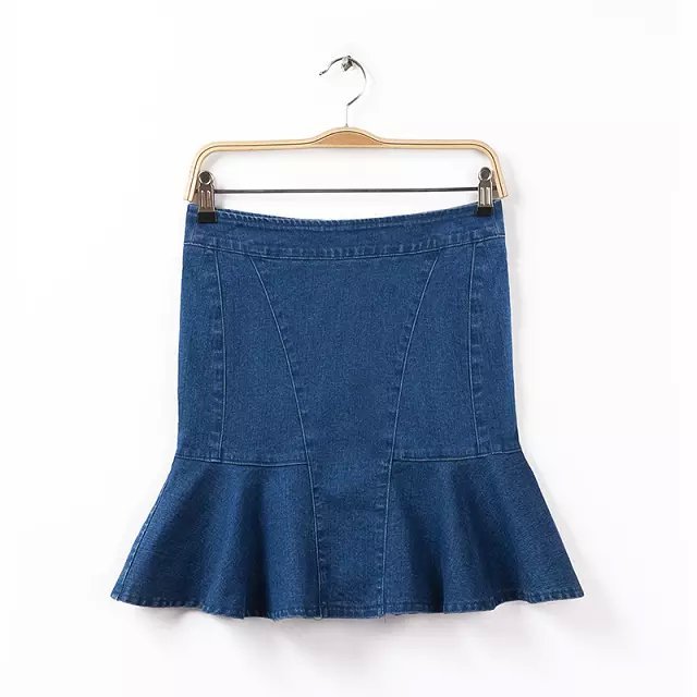 XD13 Fashion summer women Stretch denim Ruffle Fishtail Mini Skirts casual Plus size skirts