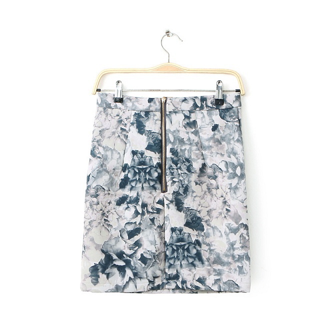 04TH07 Fashion women Elegant zipper floral print skirts vintage mini pencil Skirts casual slim brand skirts