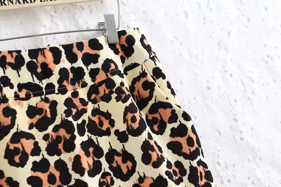 DA04 Fashion Summer Women Elegant Leopard print A-line vintage zipper pocket quality Skirts casual brand skirts