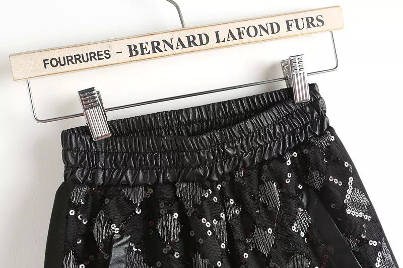 XZ99 Fashion Summer Women Elegant knitting Paillette pocket Elastic Waist Tunic quality Casual black brand designer Shorts