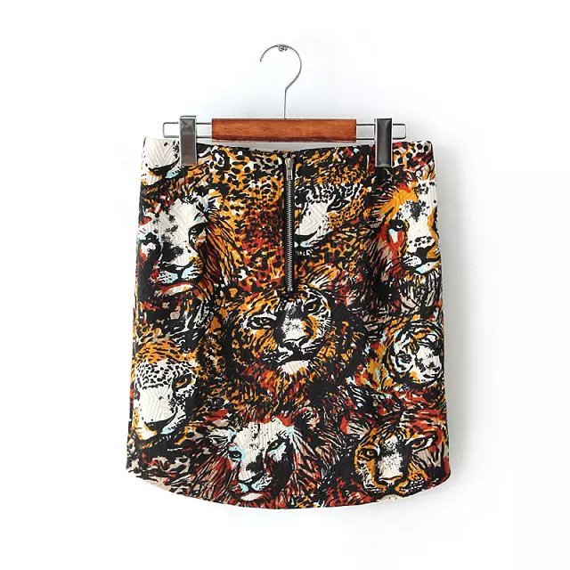 TB42 Fashion Summer Women Elegant Diamond lattice tiger Print Skirt casual slim brand designer skirts