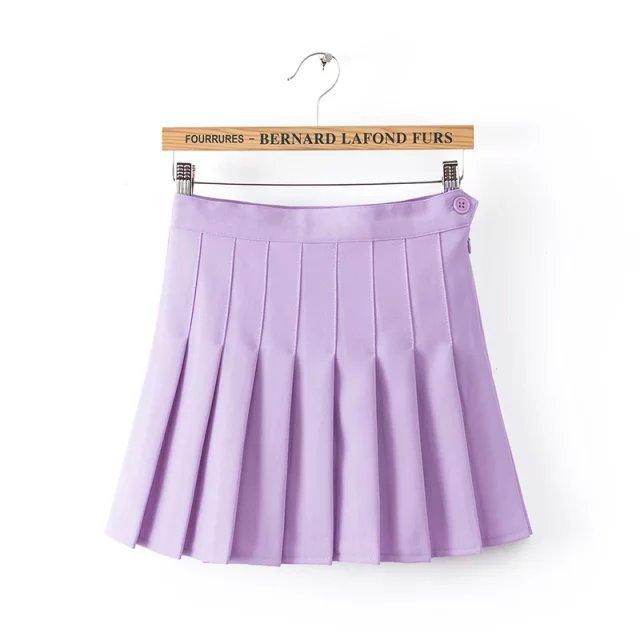 XD48 Fashion women vintage Candy Color Pleated Skirt College Style casual quality skirts