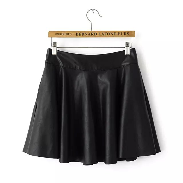04SY06 Fashion women elegant classic faux leather black skirts mini pleated zipper Skirts casual slim brand designer skirts