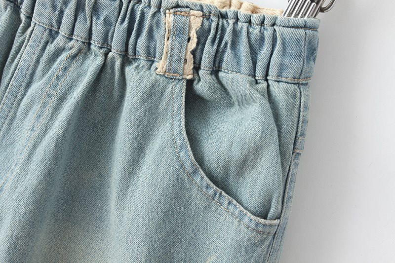 ZH11 Fashion Women Elegant Lace Patchwork elastic waist Denim shorts pockets casual Jeans