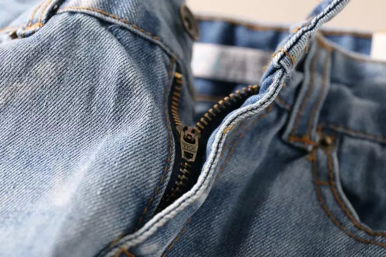 WS06 Fashion Women Elegant holes Blue Denim jeans Trousers zipper pockets Casual brand design pants
