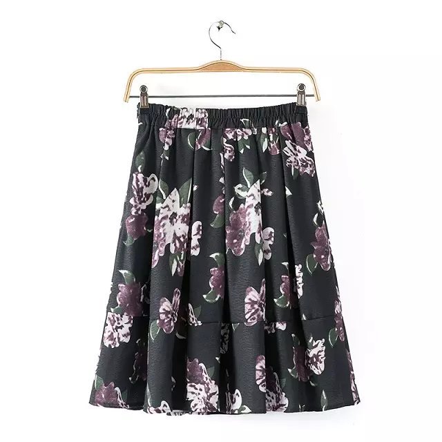 SB19 Fashion Summer Women Elegant pleated Floral print zipper Skirt casual brand designer skirts