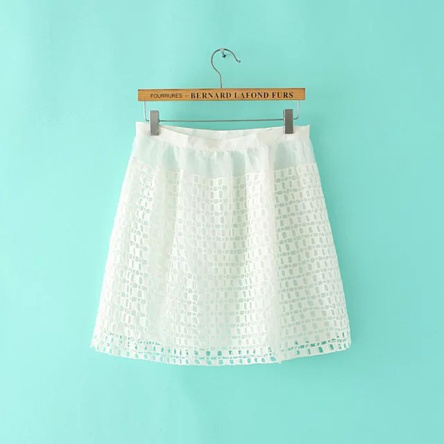 DAN13 Fashion Summer Women Elegant Ball Gown Mesh plaid Elastic Waist zipper Skirt casual brand designer skirts