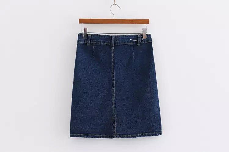 Xc02 Fashion Summer Female Pocket Denim Buttons Jeans Skirts For Women Empire Casual Brand Pencil Skirt Jupe Saias