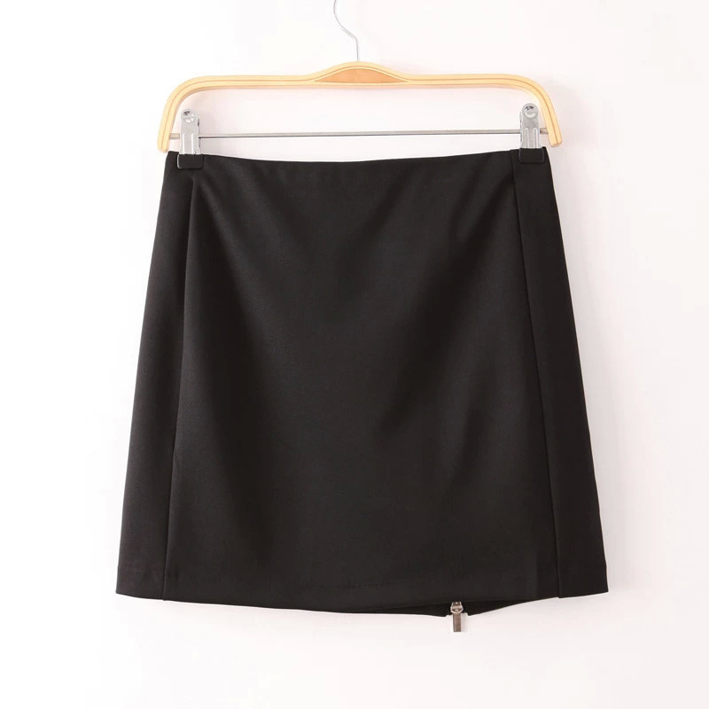 04LJ02 Fashion Ladies' Elegant stylish Mini Skirts zipper decorated casual slim designer quality skirts