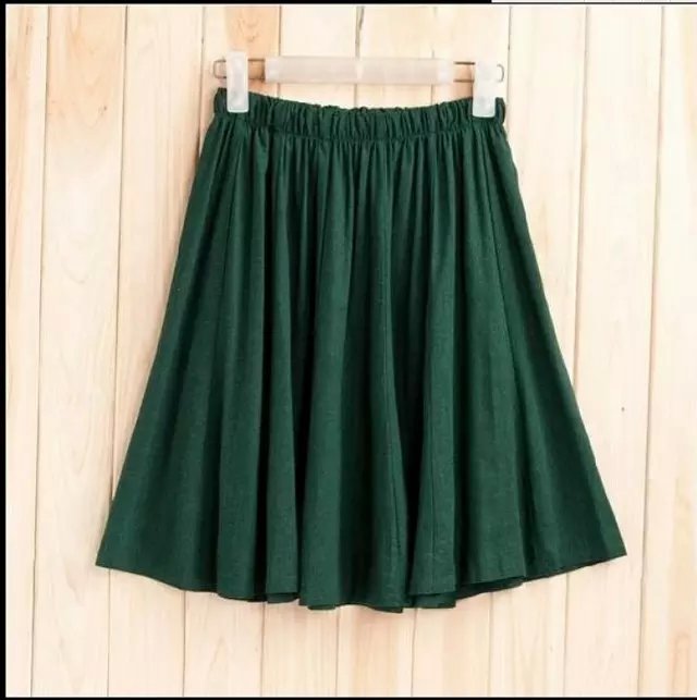 DSH04 New Fashion Women Vintage Linen Pleated Elastic Waist Tunic Drawstring Skirts Casual brand designer skirt