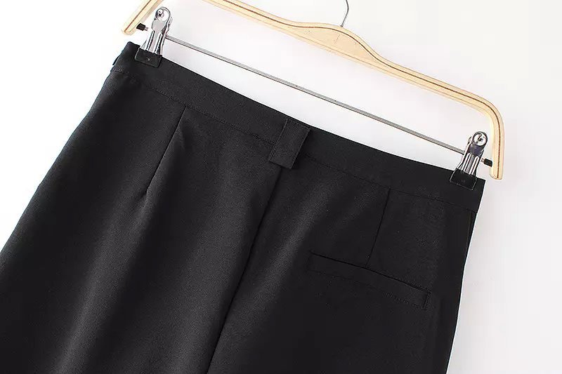 AZ56 Fashion Women Elegant Side Zipper Wide Leg Capris Cozy Loose Pockets Casual Black brand Pants