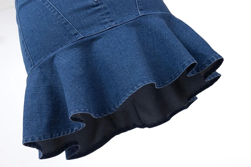 XD13 Fashion summer women Stretch denim Ruffle Fishtail Mini Skirts casual Plus size skirts